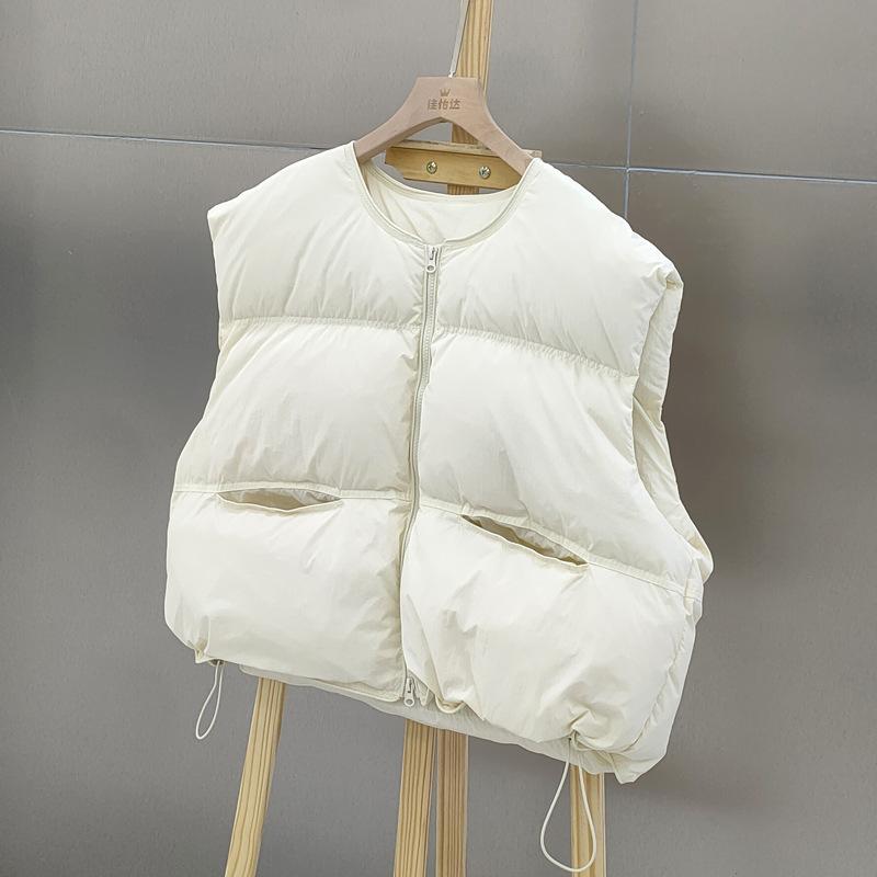 Gilet Imbottito Senza Maniche da Donna Scollo Tondo Casual Vestibilità Larga Piumino Capo Esterno