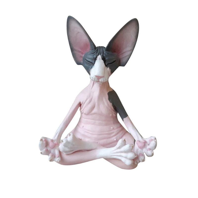 Hairless Cat Meditation and Practice Resin Ornaments Simulated Cat Courtyard Design Home Decoration and Renovation