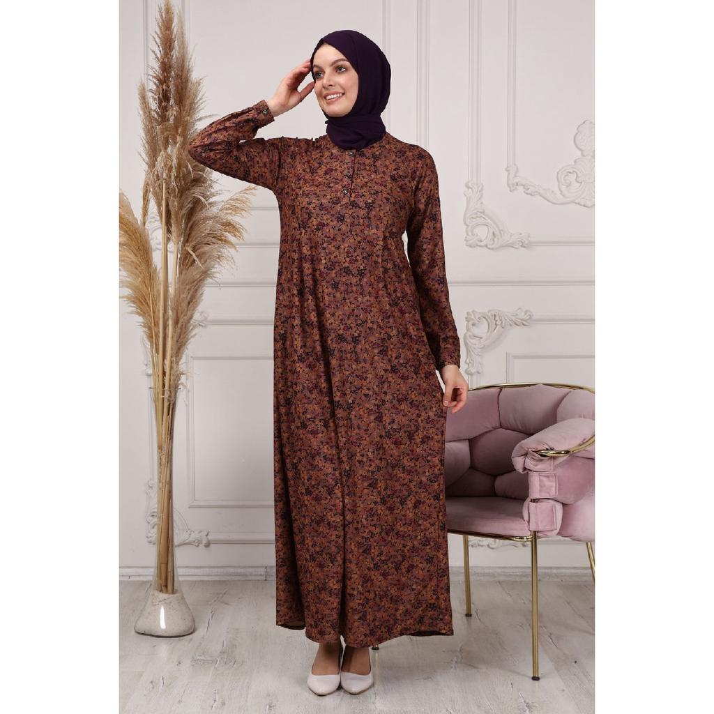 Winter Fabric Floral Patterned Hijab Dress