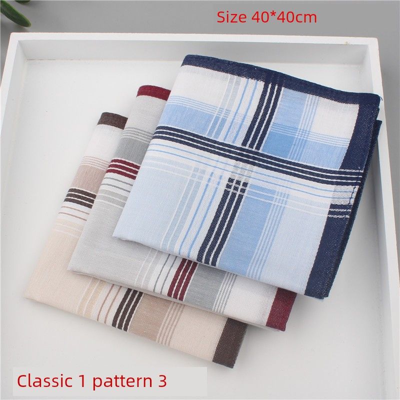 

Классический Ретро Старомодный Полностью Хлопковый Однотонный Чистый Хлопок Тонкая Ткань Носовой Платок Летний Мужской Вытирать Пот Маленькое Квадратное Полотенце Мягкий Classic 1 pattern 3