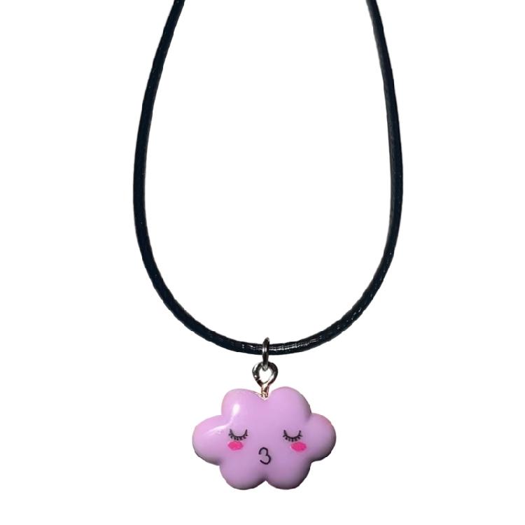 

Playful Cloud Face Charm Neckchain Adjustable Length Clavicle Chain Unisex Necklace Stylish Accessory for Daily Wear фіолетовий