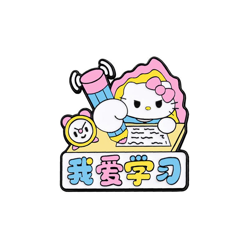 Sanrio Hello Kitty Cartoon Anime Perimeter Good Luck Pass All Exams Alloy Brooch Enamel Badge Decorative Pin for Backpack Clothing