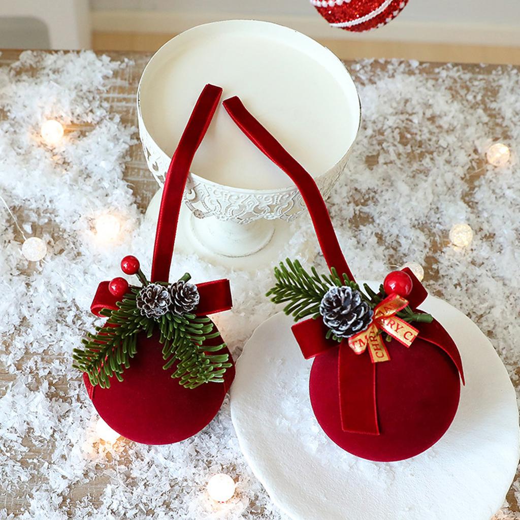 Nordic Flocked Bells Christmas Ornament Christmas Ball Hanging Pendant Christmas Tree Decorations for Home Decoration