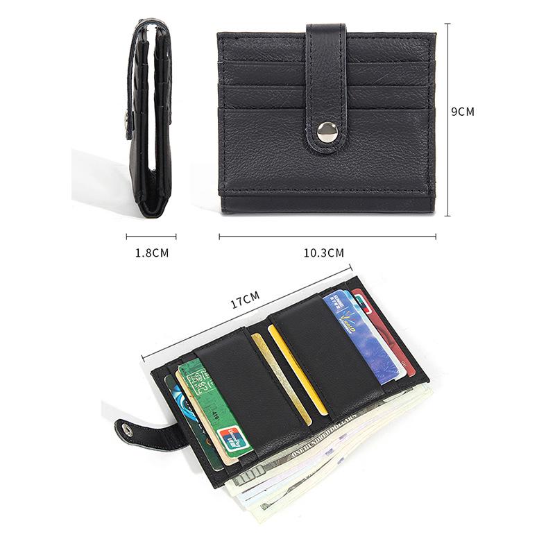 Damen Geldbörse aus echtem Leder, Bifold - Koreanischer Stil, Weiches Rindsleder, Mehrere Kartenfächer