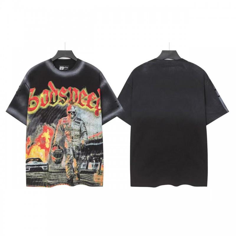 Mens Oversized Graphic Tee With Skull Print Washed Vintage Cotton T-Shirt Loose Fit Short Sleeve Crew Neck