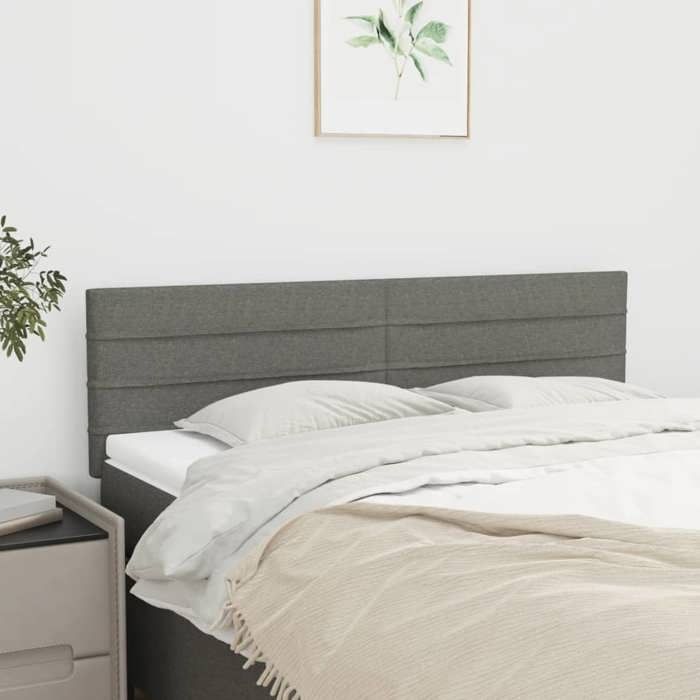VidaXL 2x Têtes de Lit Meubles de Chambre à Coucher Accessoires de Lit Simple Têtes de Cadre de Lit Intérieur Gris Foncé 346145