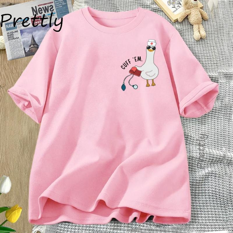 Funny Goose Nurse TShirt Silly Goose Graphic T Shirts Casual Cotton Short Sleeve Tshirt Women Clothing Harajuku Loose Nurse Day