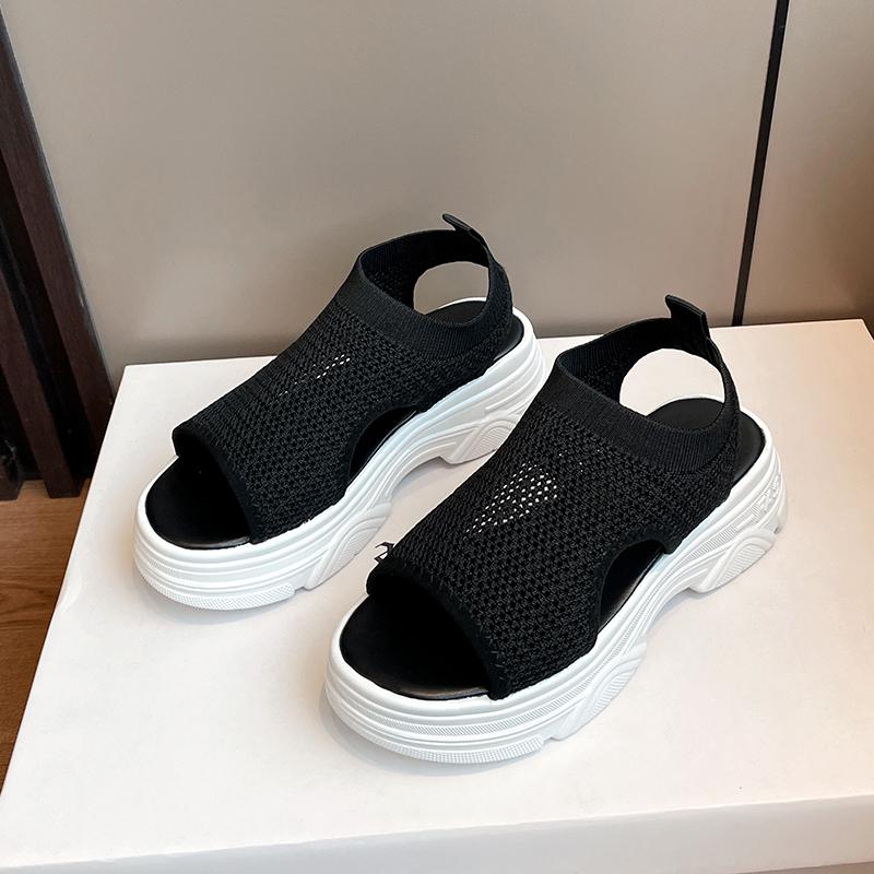 Large Size Summer Wedges Sandals Side Hollow Breathable Comfy Ladies Shoes Peep Toe Sexy Platform Footwear Zapatillas Mujer