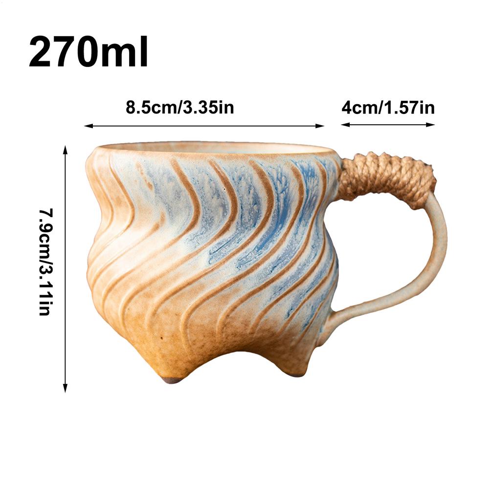 Ceramic Tea Cup 270ml Irregular Coffee Water Cup Large Capacity Retro Coffee Water Cup For Latte Tea Espresso Cappuccino