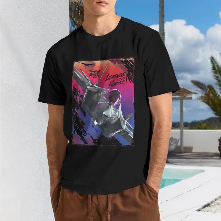 

Stealth Fighter Jet Extremely Colorful Graphic Sunset T-Shirt - Graphic Shirts for Men Male Tshirt Graphic T Shirts Vintage G... S