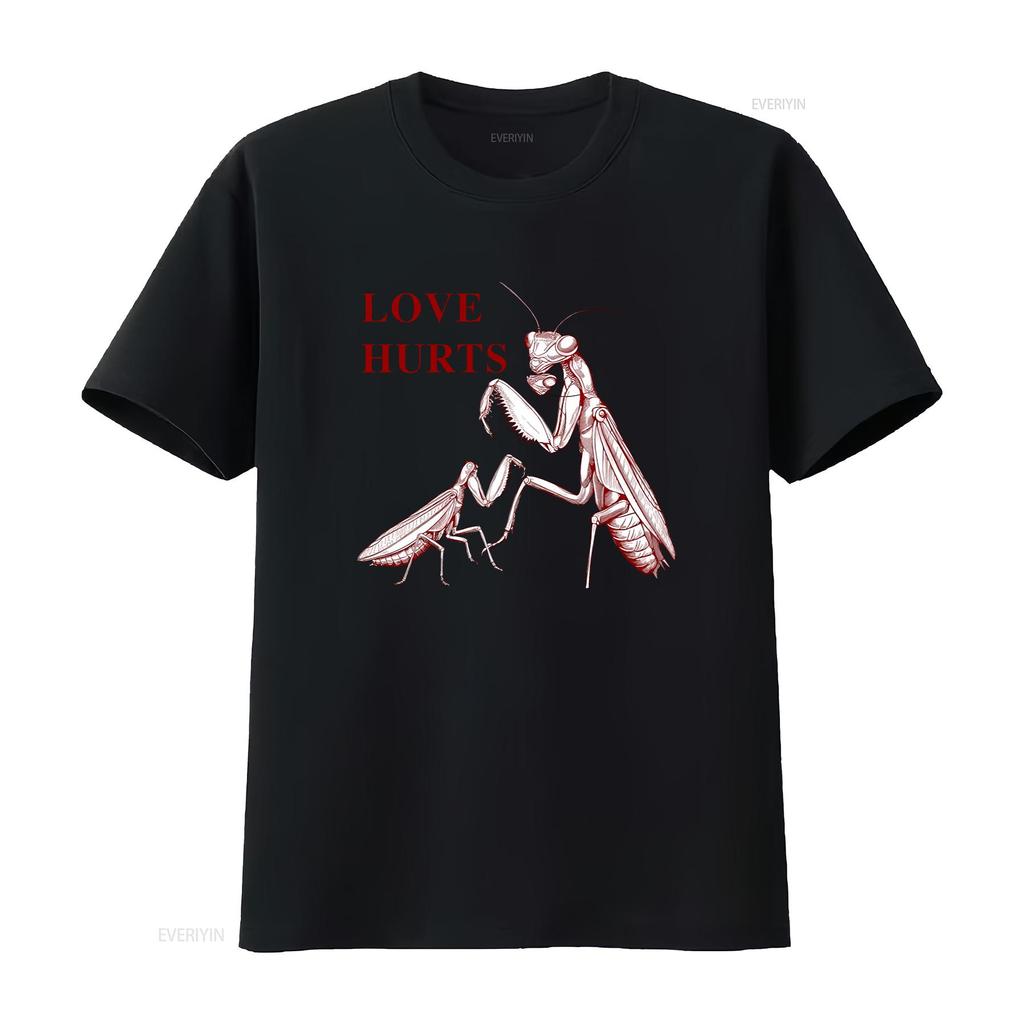 Love Hurts Praying Unisextis Dark Humor Retro Insect T Shirt Vintage Washed Stylish Designer Clothes Fashion Slightly Versatile