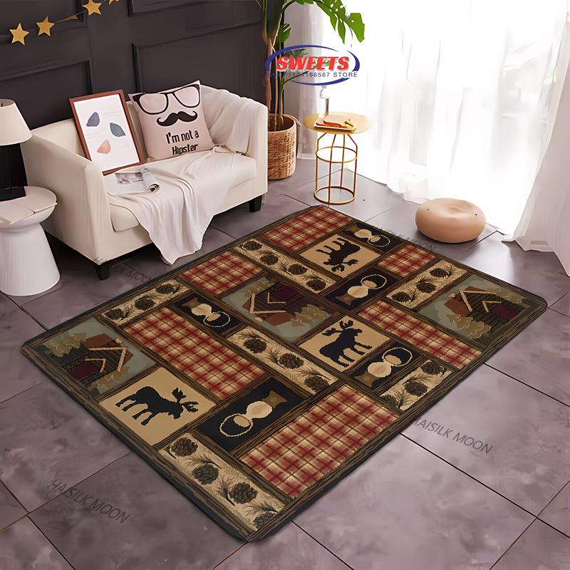 1PC Nordic Animal Bear Theme Print Carpet Living Room Bedroom Sofa Office Large Area Decoration Mat Children's Game Carpet
