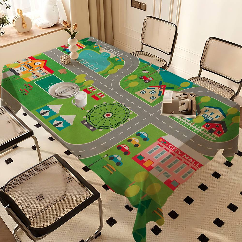 Cartoon Weg Rechthoek Tafelkleden Bedrukte Tafelkleden voor Boerderij Vakantie Bruiloft Feest Eettafel Decor 90x140cm