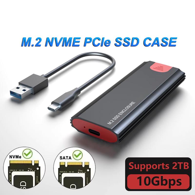 10Gbps M2 NVMe SATA SSD Case SSD Box M.2 NVME NGFF SSD To USB 3.1 Enclosure Type-A To Type-C Cable for M.2 SSD Accessories for PC