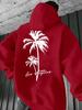 Men's hoodie for autumn and winter, featuring a coconut tree print, versatile and comfortable, with a trendy and fashionable hip-hop style.
