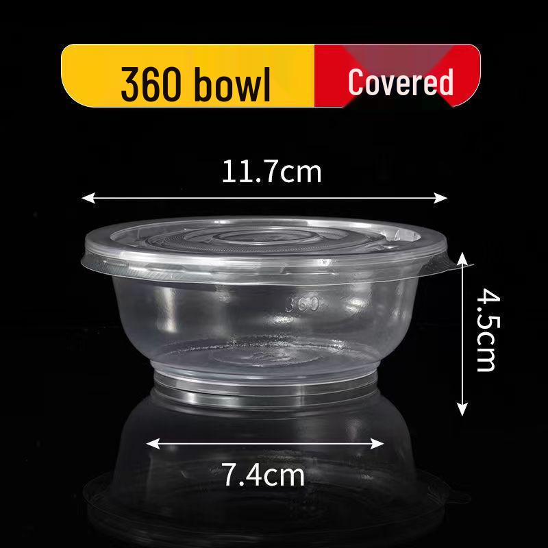 Disposable Transparent Plastic Bowl & Chopsticks Set for Rice, Noodles, Soup, Tangyuan - Small Round Bowls with Lids for Home & Commercial Use