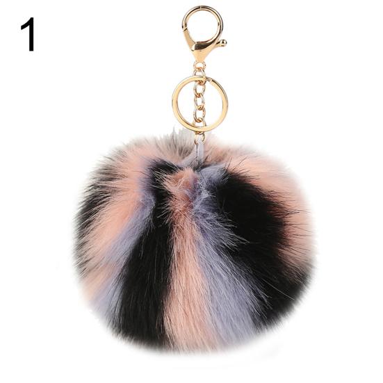 Fur Pompom Pendant Keychain Key Ring Women Car Handbag Ornament
