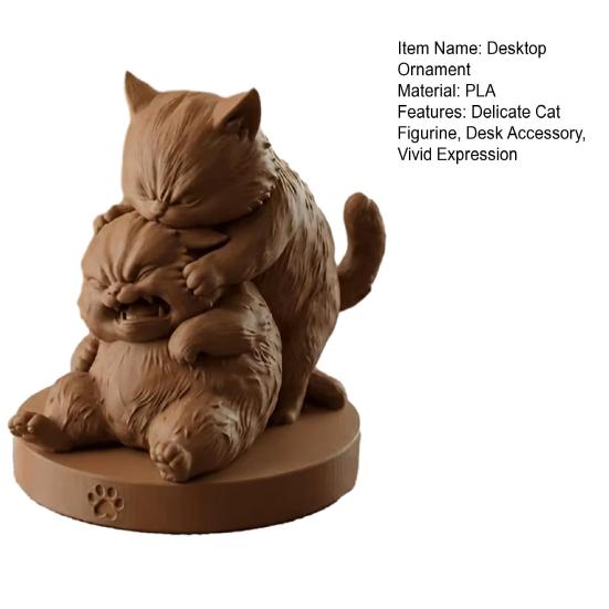 Yousheng Frolicking Cats Figurine, 3D Printed Playful Cat Statue, Cute Collectible Kitty Sculpture Desktop Ornament Gift for Cat Lovers