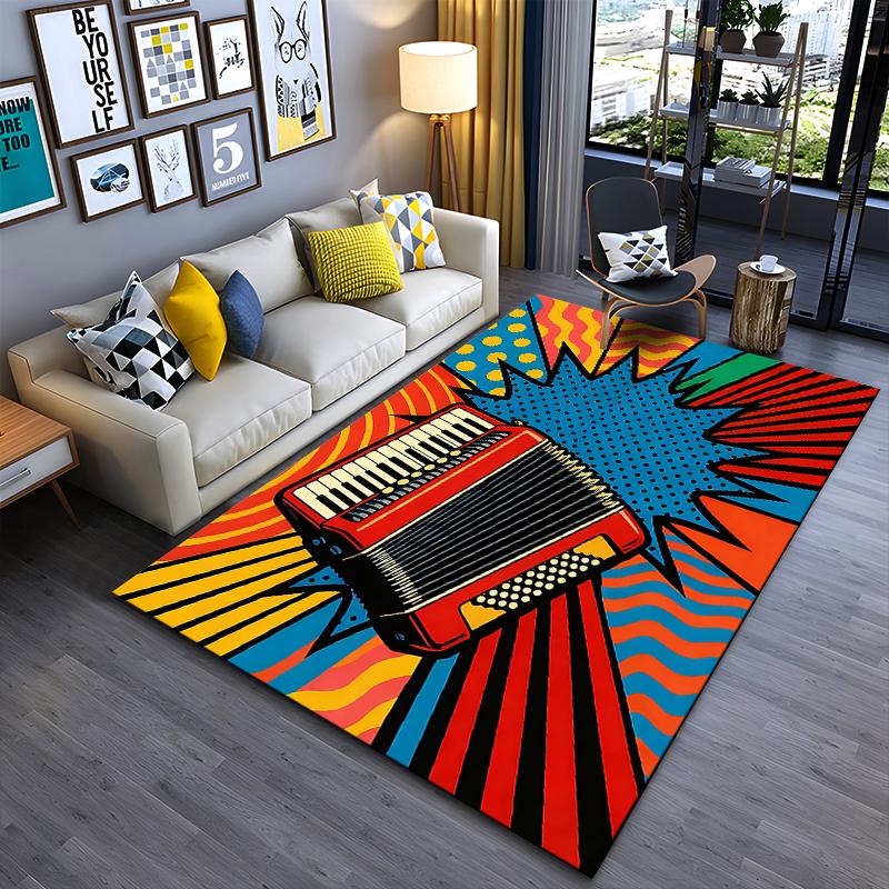 Pop Art Carpet with Accordion Design, Vibrant Colors for Living Room Suitable for use as an anti-slip for living room bedroom sofas