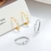 Women's 925 Sterling Silver U-Shaped Earrings with Inlaid Zircon Korean Minimalist Light Luxury 18K Gold Plated Fashion Jewelry