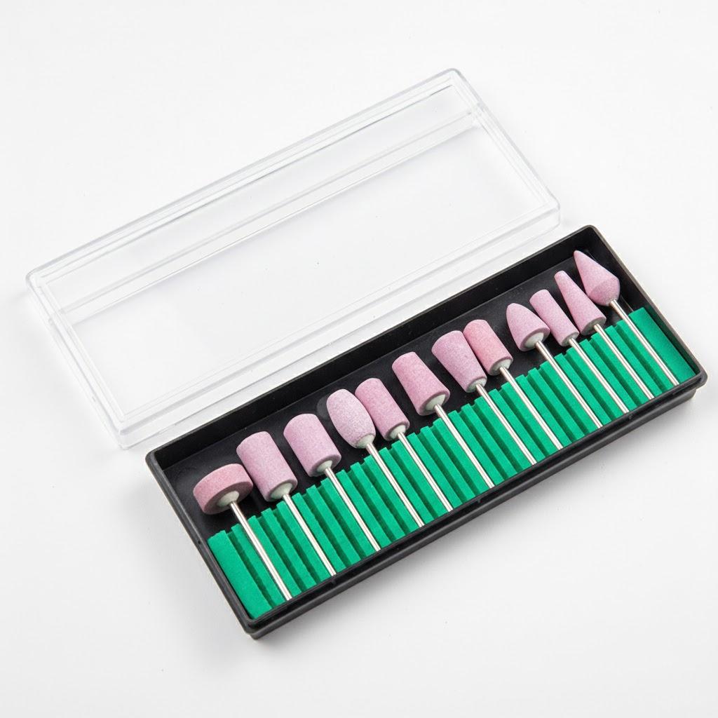

12PCS/Set Electric Manicure Quartz Nail Drill Bits Nail Polishing Head Cutters Set Pink Pedicure Nail Art Milling Cutter Files