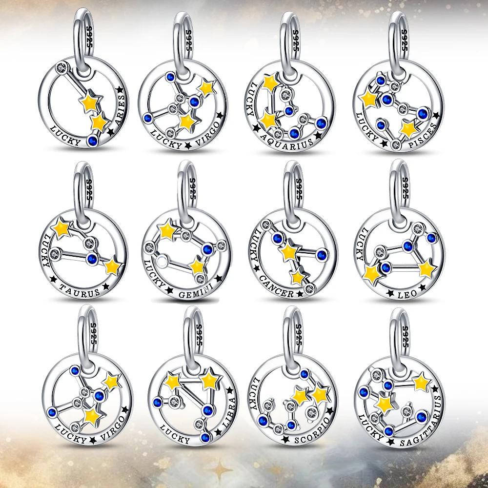 Charms Copper Luminous 12 Constellation Product Series Suitable For Bracelet Do-It-Yourself Women'S Pendant Charms For Jewelry Designing