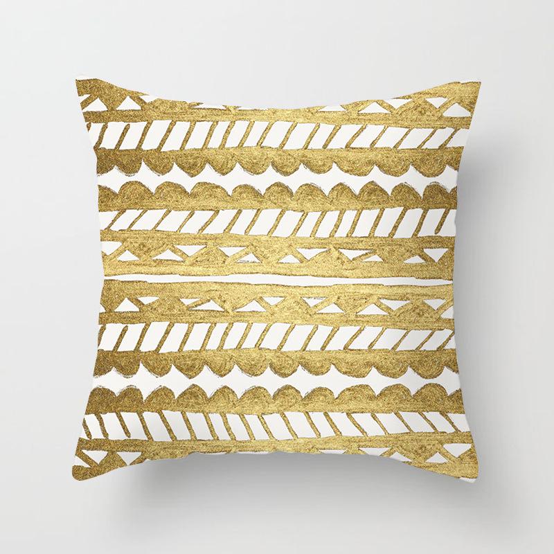 European Style Golden Geometric Print Car Pillow Cover Sofa Cushion Cover Home Furnishings