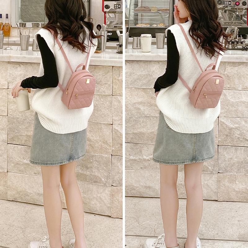 Backpack Women Leisure Pu Small Girls Rucksacks Leisure Zipper Shoulder Bag Knapsack Women Mini School Backpack Traveling Bag
