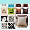 Trendy Temu Halloween Linen Pillowcase Adorable Cartoon Ghost Face Home Decor
