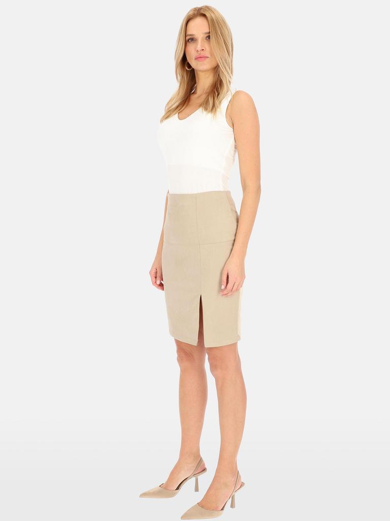 WOMEN' SUEDE SKIRT, ABOVE-KNEE LENGTH