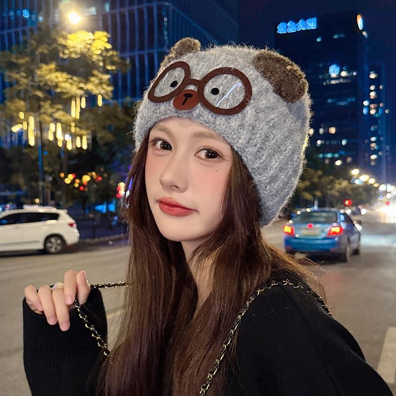Knitted Bear Wool Blend Winter Hat With Warmth For Girls And Teens