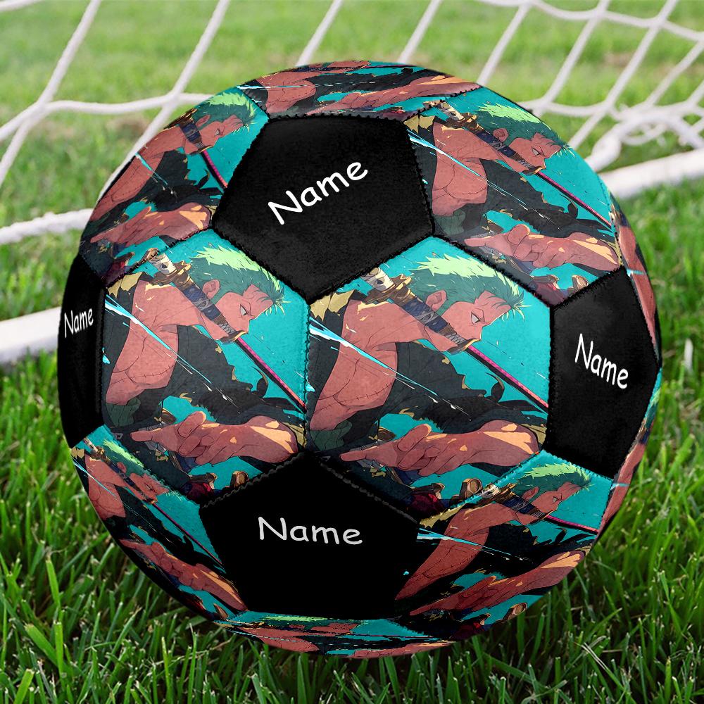 Custom Name Roronoa Zoro Theme Size 5 Soccer Ball, Suitable for Both Indoor and Outdoor Matches, a Gift Suitable for Everyone.