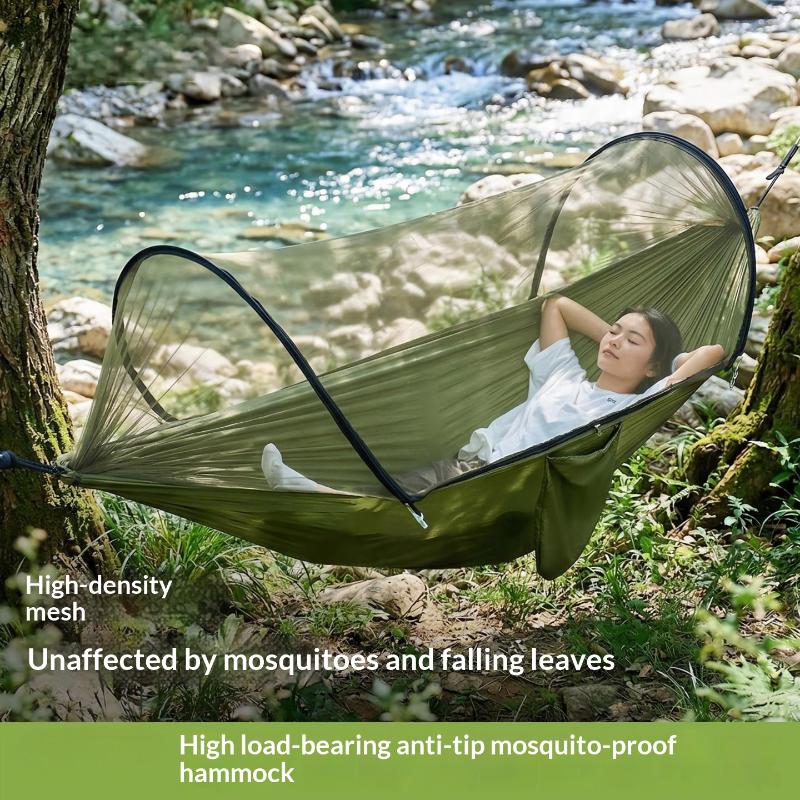 2-In-1 Camping Hammock with Mosquito Net Automatic All Season Suitable Portable Outdoor Hanging Bed for Camping Travel