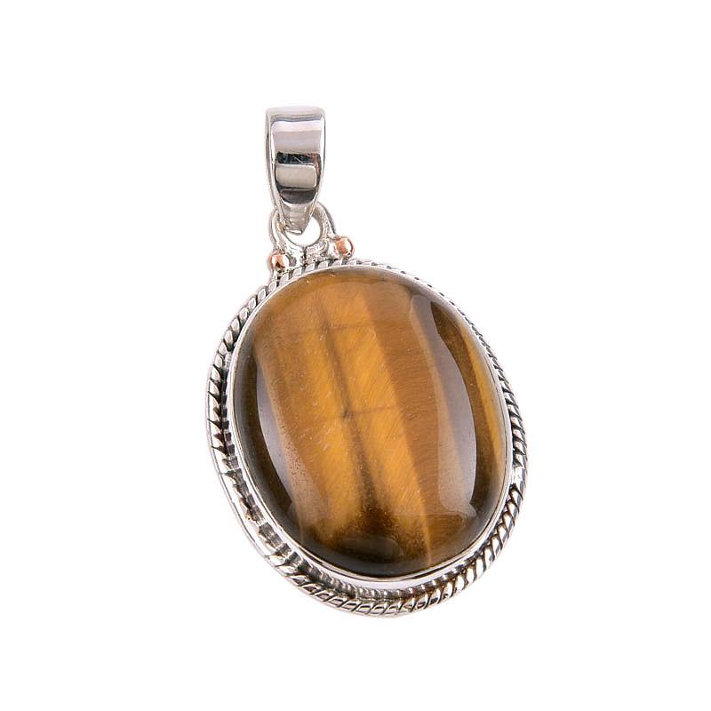 Natural Tiger's Eye Gemstone 925 Solid Sterling Silver Gift Pendant 1.50" j9U54