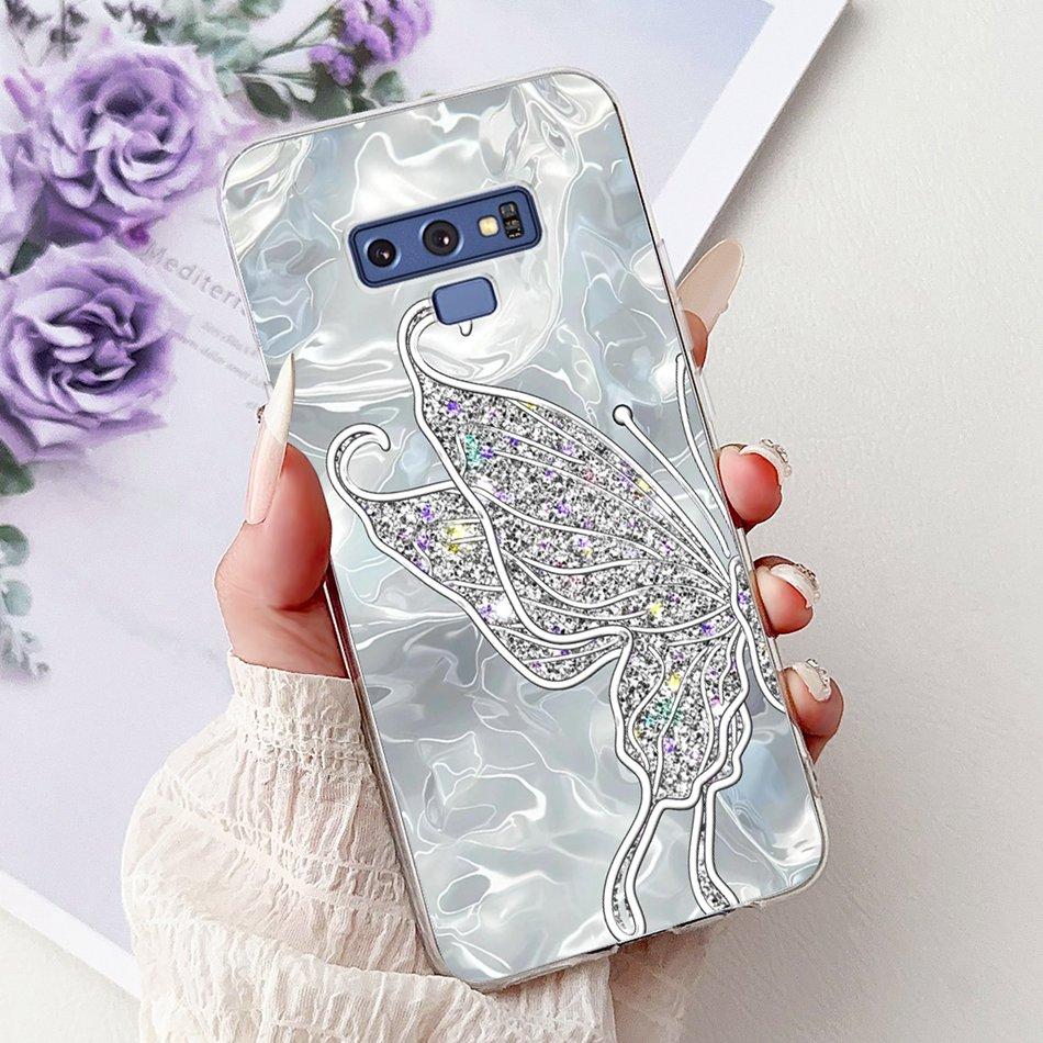 For Samsung Galaxy Note9 Elegant Floral Butterfly Phone Case For Samsung Note 9 SM-N960F SM-N9600 Soft Silicone TPU Cases