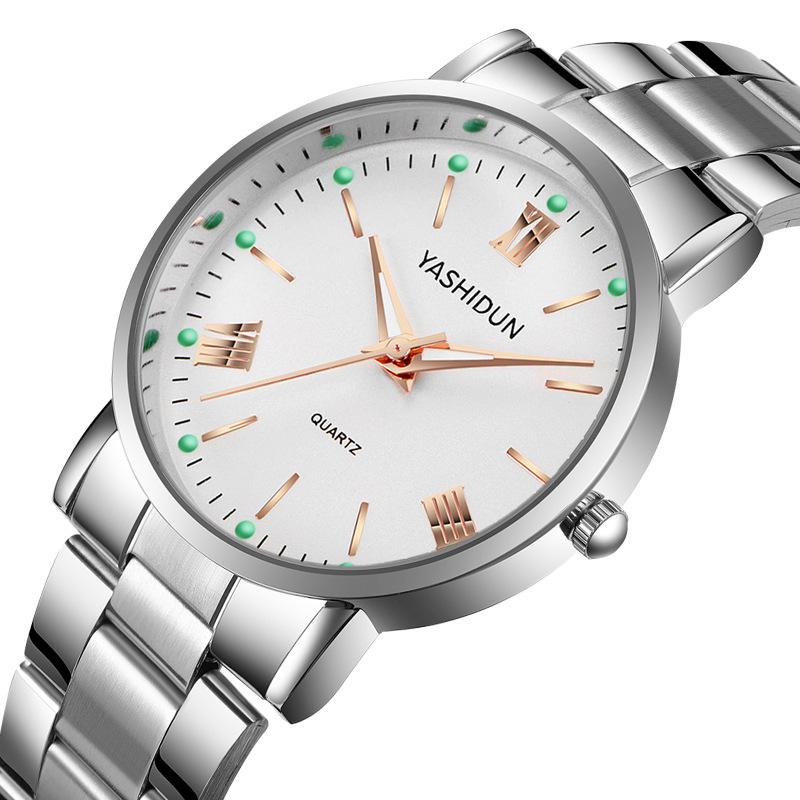 Luminous Quartz Watches: Stylish Men's, Women's & Couple's Waterproof Designs with Steel or Leather Bands