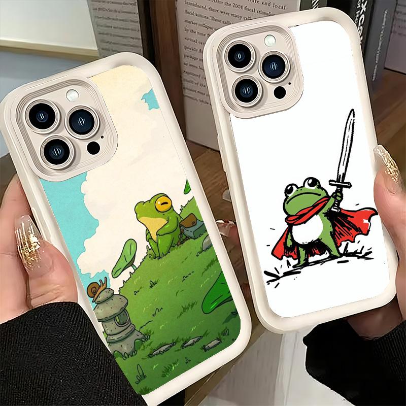 Phone Case for iPhone 17 Air 16E 15 16 Pro Max Cute Cartoon Frog Cover 14 Plus 13 12 Mini Soft Shell Silicone Fundas