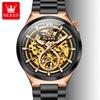 OLEVS Brand New Mechanical Watch Hollowed Out Diamond Inlaid Watch Fashionable Night Light Watch 6722
