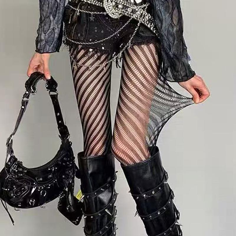 Retro-Style Openwork Floral Mesh Stockings Irregular Jacquard Lace Fishnet Pantyhose