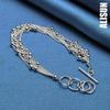 925 Sterling Silver Gloss Face Bead Multi Chain Bracelet Fashion Wedding Jewelry