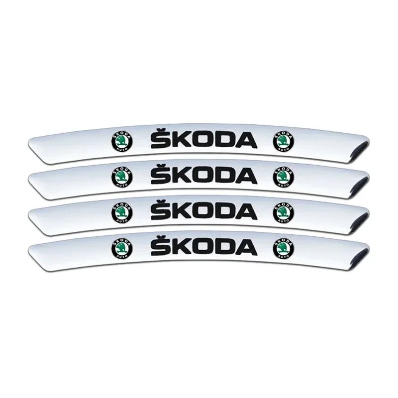 cnkhn5 for Skoda 4pcs Car Wheel Hub Badge Decal Scala Kodiak Citigo Kamiq Roomster Rapid Yeti Karoq Kodiaq Octavia Fabia Superb Felicia
