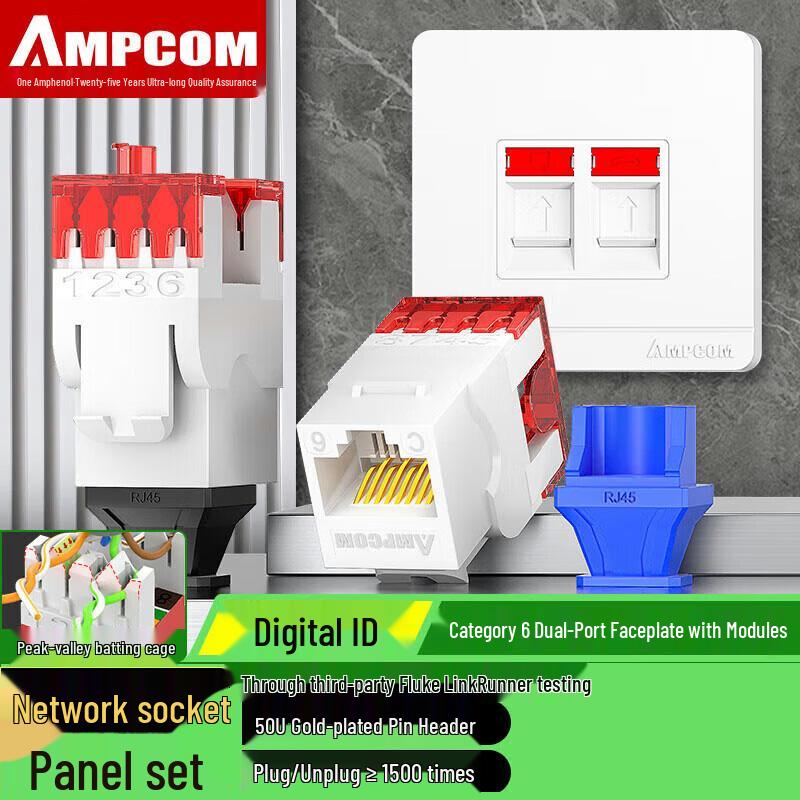 

Anpukang Cat6 RJ45 Dual-Port Network Wall Plate Module