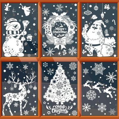 Weihnachten Schneeflocke Elch Schneemann Glasaufkleber Noel Ornamente Weihnachten Wandaufkleber Frohe Weihnachten Dekor Frohes Neues Jahr Aufkleber