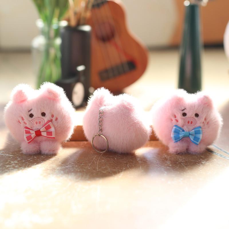 Bow Pig Cute Plush Stuffed Toy Keychain Bag Decor Pp Cotton Gift Girls For