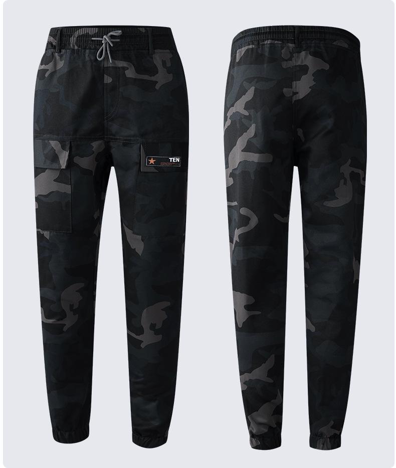 Men's Camouflage Workwear Set, Wear-Resistant Polyester-Cotton with Reflective Strips, Thickened for Spring & Autumn Outdoor Use