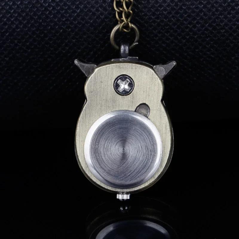 10pcs/lot Cute Owl Quartz Pocket Watch Arabic Digital Dial Clothing Accessories Pendant Men Women Necklace Chain Gift
