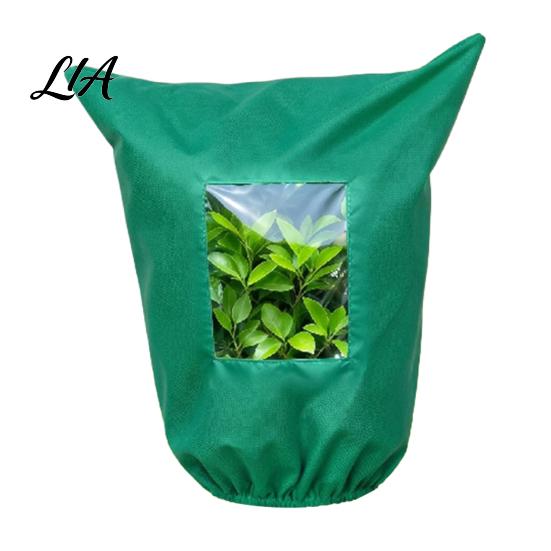 Large Plant Frost Jackets Winter Cover with Viewing Window, Drawstring Freeze Protection Cover, Antifreeze Resuable Blanket for Shrubs, Potted