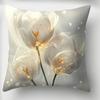 Glittering White Tulips Pillow Covers Pattern Cushion Cover Suitable For Sofa Bedroom Car Pillow Cover