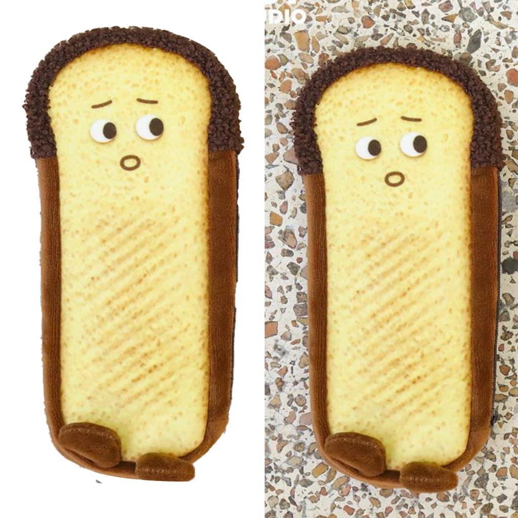 Plush Pencil Case Cute Toast Design Large Capacity Personalized Pen Pouch for Students
