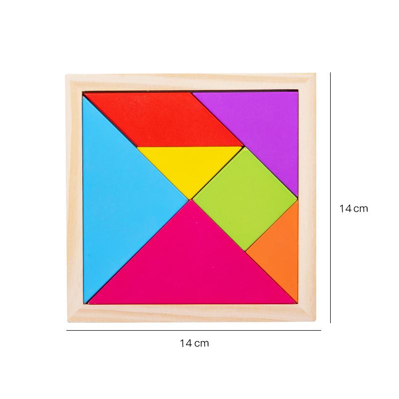 1 Stück Bunter Kiefernholz Tangram Puzzle Spielzeug Mit Musterpapier Mehrere Größen Erhältlich Geeignet Für Kinder Ab 3 Jahren